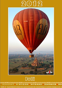 Theme calendar Balloons over Bagan, Hot Air Ballooning in Burma