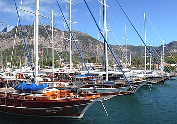 Turkish gulets in the harbor of Gocek