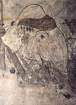 Elephant as a wall painting in the Sulamani Pagoda