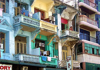Colonial facade in Downtown Yangon