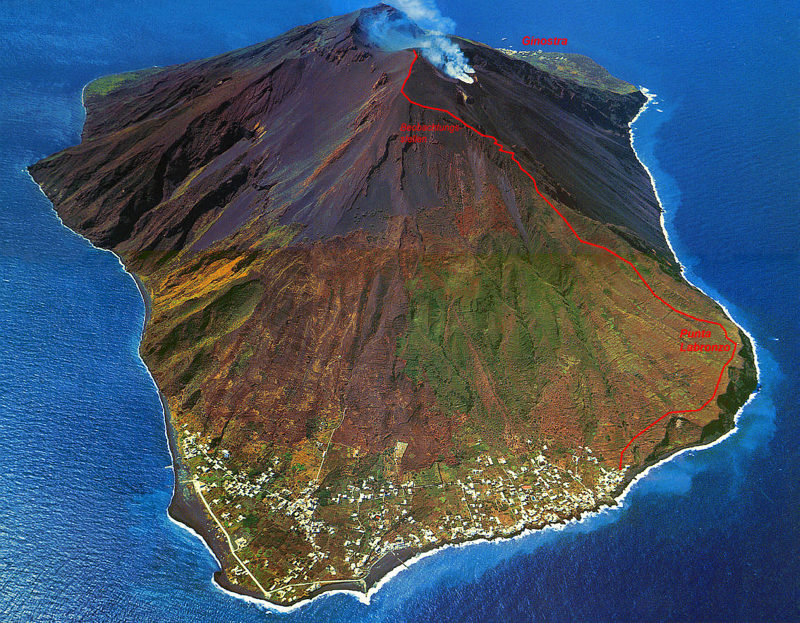 summit of active volcano Stromboli