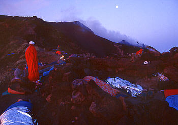 Night camp on the Stromboli summit