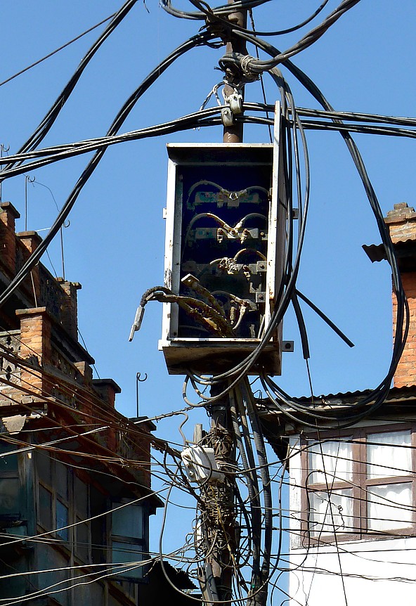 And it works still - messy power lines in Kathmandu