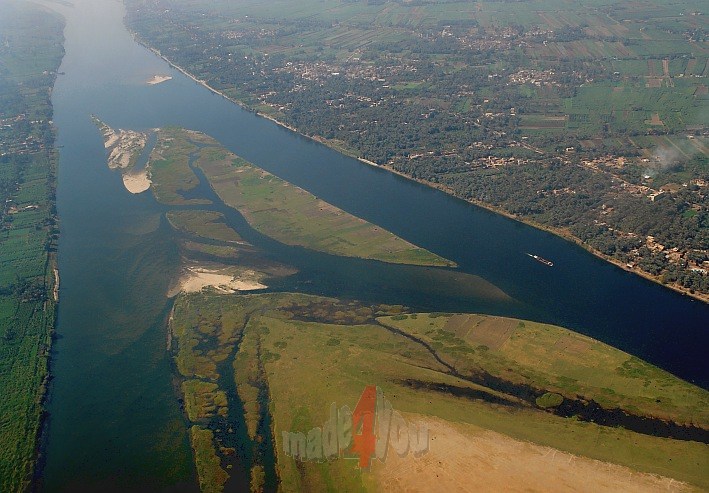 Airshot of river Nile in Upper Egypt