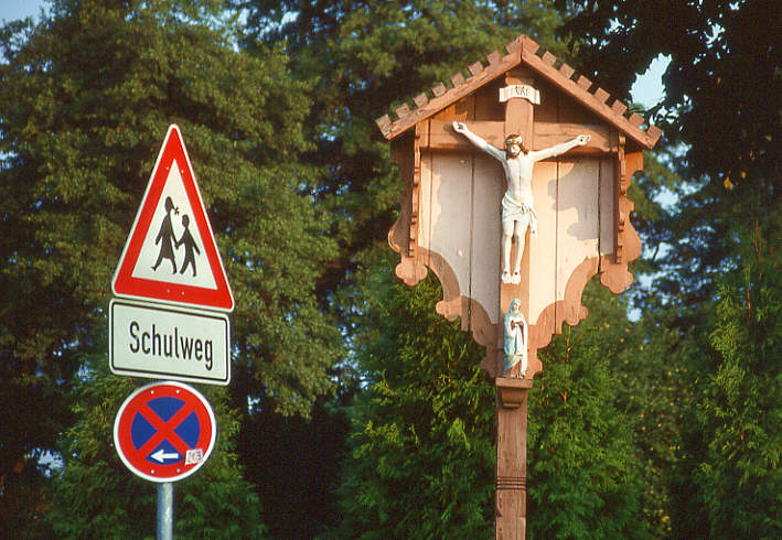 Secure way to school under the crucifix