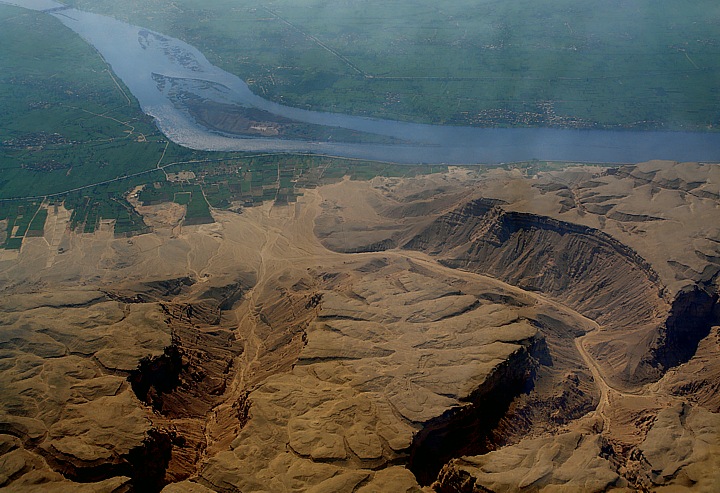 Airshot of the river Nile in Upper Egypt