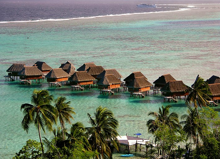 Harbour and Overwater Bungalows on Moorea
