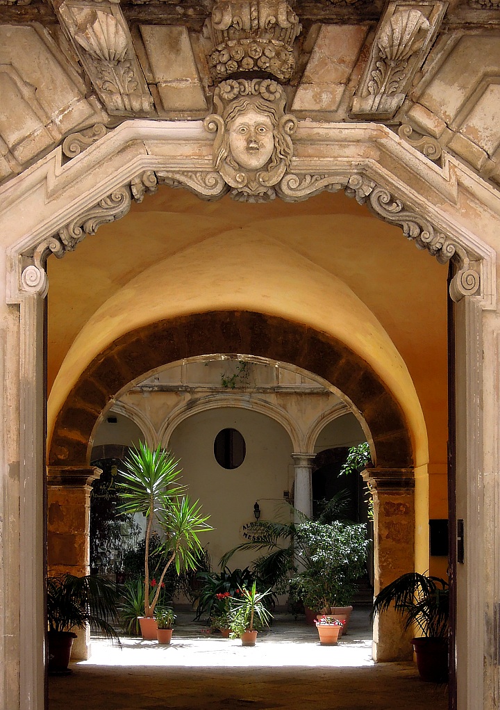 Entrance portal of a guesthouse in Trapani