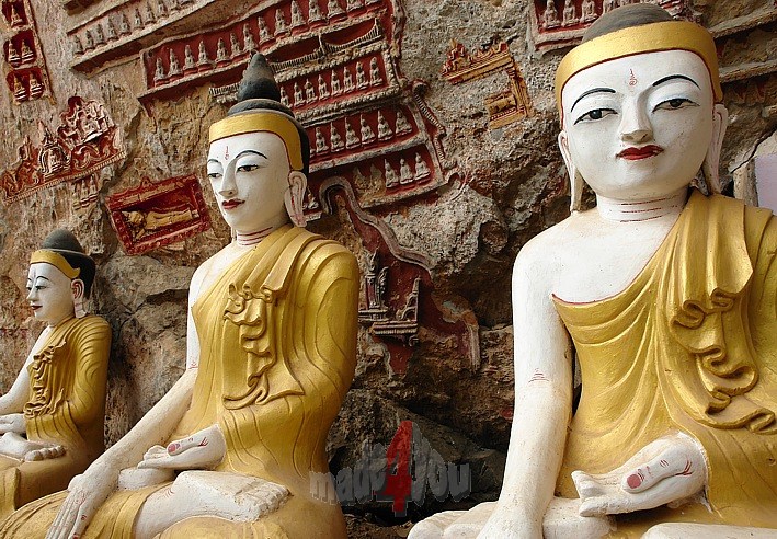 Buddhas in the Kawgoon cave