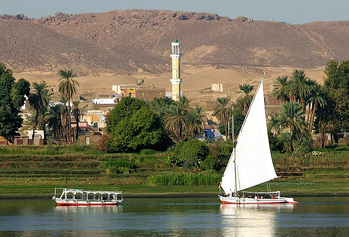 Feluccas sailing on river Nile