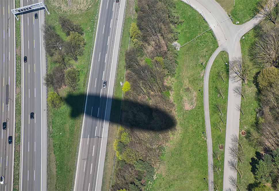 Zeppelin shadow on the highway A99