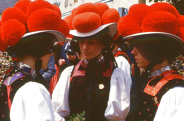 Black forest girls in traditional costumes