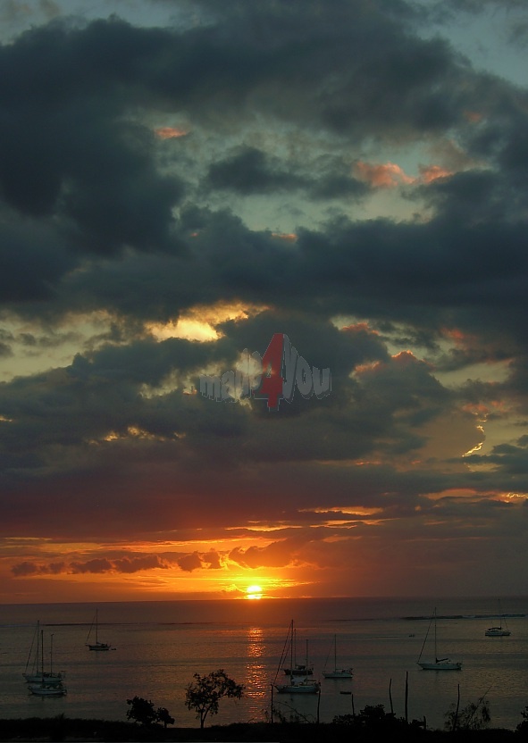 Sunset on the beach of Papeete
