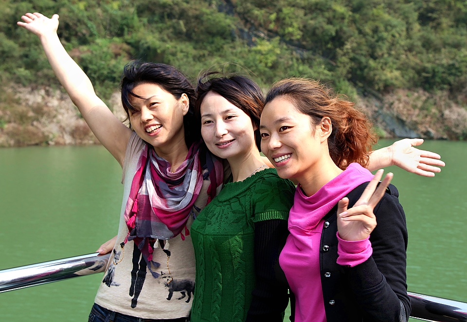 Arbeitkolleginnen auf der Yangtze Kreuzfahrt