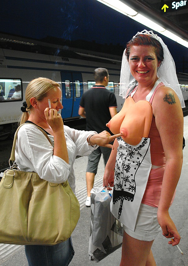 Hen night in the Metro of Stockholm