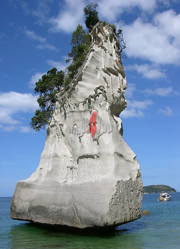 Giant rock needle near Cathedral Cove