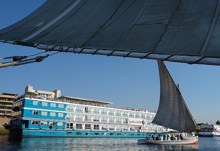 Feluccas sailing on river Nile near Assuan