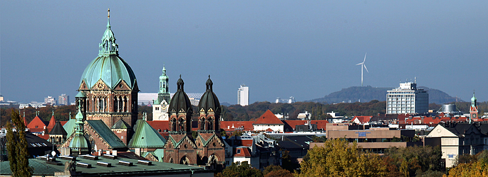 Lookout from Mariahilf Church in Munich District Au towards north