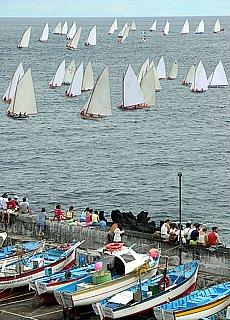 Sailing Regatta with old Whaling boats in Calheta