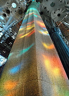 Play of colours in Cathedral Sagrada Familia
