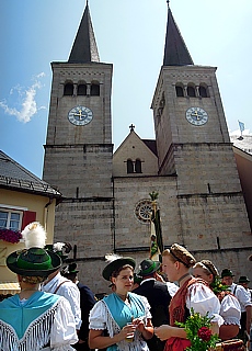 Traditional costumes festival at Berchtesgaden town hall