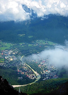 View from Prediktstuhl mountain downto Bad Reichenhall