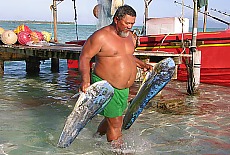 Polynesian fisher with rich catch