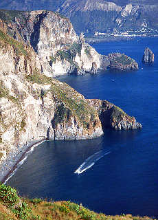 Belvedere Quattrocchi in the cliffs between Lipari and Vulcano