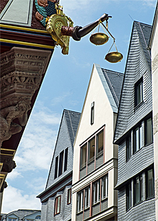 Golden scales in the old town of Frankfurt