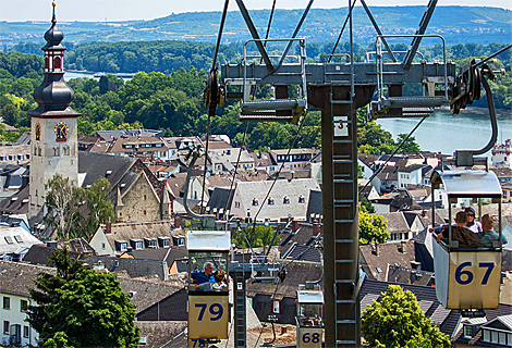 Cable car hovers over Rdesheim