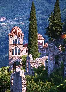 Mystras, city with byzantine ruins