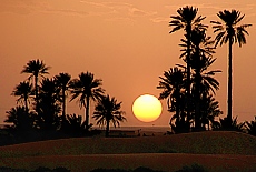 Sunset in the desert of Merzouga