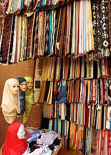Scarfs shop in the Medina of Tanger
