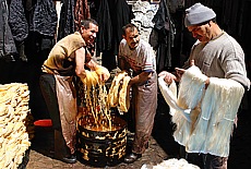 Wool dyer in the Medina of Fes