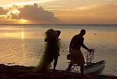 Fishermen in evening light