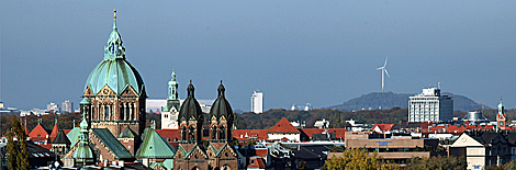 Lookout from Mariahilf Church in Munich District Au towards north