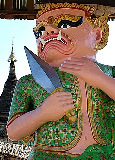 Terrifying Ogres in front of Sakya Manaung Pagoda in Mrauk U