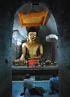 Golden Buddha in the Shite Taung Pagoda in Mrauk U