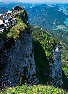 Schafberg mountain peak with alpine hut, heaven's gate