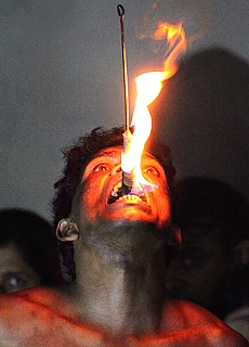 Fire eater in Kandy