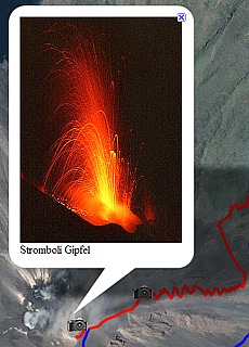 GPS-Track Volcano climbing Stromboli (8 km)