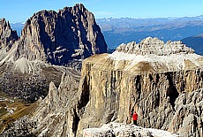 View from Pordoi summit to Langkofel in Dolomite Alps