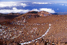 View from Teide summit down into the plain Las Canadas