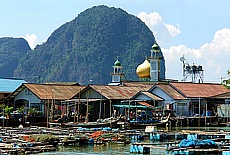Floating market with mosque on Panyee Island
