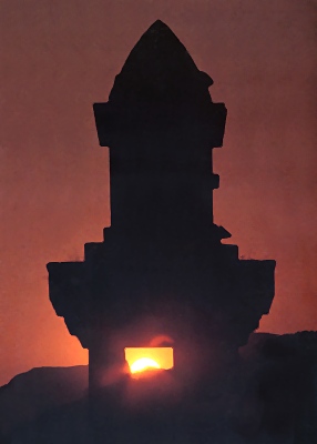 Sunset with Lycian sarcophagi near Ocagiz